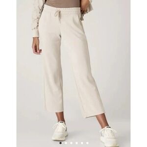 ATHLETA FARALLON HEATHERED WIDE CROP PANTS Beige Cream Minimalist Boho Women's 6